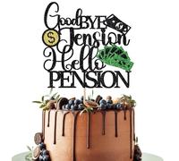 Leetaivie Goodbye Tension Hello Pension Cake Topper, Glitter Happy Retirement Party Decorations Leaving Party Sign, Retirement Party Supplies, The Legend has Retired Theme Cake Decor for Man Woman