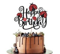 Leetaivie Ladybug Happy Birthday Cake Topper，Garden Bugs Little Ladybug Birthday Cake Decor Daisy Spring Ladybug Themed Birthday Party Supplies，Ladybird Happy Birthday Cake Decor For Baby Shower