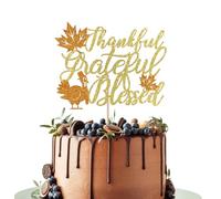 Leetaivie Thankful Grateful Blessed Cake Topper, Thanksgiving Cake Decorations, Gracias Autumn Festival Party Cake Topper, Give Thanks, Happy Friends Giving, Happy Thanksgiving Party Decorations