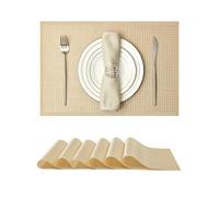 Leetaltree Luxury Gold Sequin Placemats Set of 6 - Waterproof Washable Woven Table Mats for Wedding, Anniversary, Bridal Shower Decor-Handmade Waterproof Washable（Gold, Set of 6）