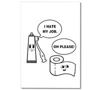 Leetideful Funny Bathroom Toilet Canvas Wall Art, I Hate My Job Bathroom Signs, Minimalist Black and White Bathroom Poster, Funny Bathroom Pictures for Restroom Wall Decor 12x16in Unframed