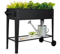LEETOLLA Elevate Herb Garden Planter Box Outdoor Raised Beds with Legs Wheels for Vegetables Flower Tomato Patio Backyard, Black, Planter