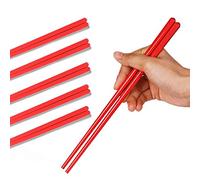 LEETOYI Porcelain Chopsticks Set of 5, Ceramic Chinese Chopsticks Easy To Clean, 9.6-Inch (Red)