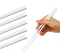 LEETOYI Porcelain Chopsticks Set of 5, Ceramic Chinese Chopsticks Easy to Clean, 9.6-Inch (White)