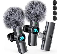Leettus 2pcs Lavalier Wireless Microphone for iPhone 15/16/Android Video Recording,Mini Microphone for Game Live Streaming,Interviews,YouTube,TikTok,Vlog