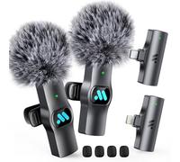 Leettus 2pcs Lavalier Wireless Microphone for iPhone iPad, Wireless Microphone for Video Recording, Game Live Streaming, Interviews, YouTube, TikTok, Vlog