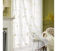 Leeva Embroidered Birds Design Sheer Curtains, Window Treatment Light Filtering Semi Voile Curtain Drapes for Bedroom Studio, 2 Panels, 52 x 63