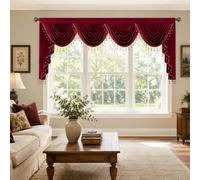 Leeva Extra Wide Burgundy Velvet Waterfall Valance, 110 x 43, 1 Panel