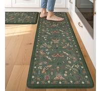 LEEVAN Anti Fatigue Mats for Kitchen Floor Non-Slip, Cushioned Kitchen Mats for Floor 17.3''x29''+17.3''x59'', Green Memory Foam Kitchen Mat Set