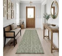 LEEVAN Washable Runner Rug 2'x5', Green Hallway Runner Rug, Hand-Woven Reversible Entryway Rug, Cotton Modern Bedroom Rugs, Farmhouse Bathroom Rugs, Soft Laundry Room Mat, Long Carpet Sink Foyer