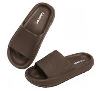 Leevar Cloud Slides for Women and Men - Soft, Comfy Slippers With Thick Non-slip Sole, Easy to Clean for Shower, Swimming, Beach, Indoor and Outdoor Use - Chocolate