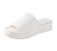 Leevar Platform Sandals for Women - Soft Memory Foam Padded Platform Wedges Sandals - Womens Backless Slip On Platform Slides - Comfy Square Open Toe Mules Nude Clear White Black Platform Sandals