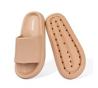 Leevar Slippers for Men and Women, Cloud Shoes, Thick Platform, Summer, Beach, EVA Soft Sole Slide Sandals, Shower, Quick Drying, Bathroom, Massage, Pool, Gym, House Slippers, brown, 8/8.5 UK