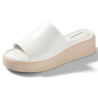 Leevar Wedge Sandals for Women, Soft Memory Foam Padded Platform Sandals for Women, Backless Slip On Wedge Sliders Comfy Square Open Toe Mules shoes for women