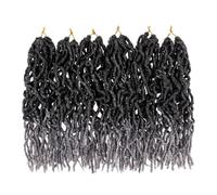 Leeven 12 Inch Grey New Faux Locs Crochet Hair for Distressed Faux Locs 6 Packs Wavy Goddess Soft Locs Crochet Braids Hair Extensions for Women Synthetic Faux Locs Braiding Hair TGREY#
