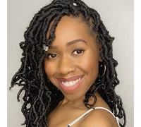 Leeven 12 Inch Natural Black Nu Faux Locs Crochet Braids Hair for Short Bob Butterfly Locs 6 Packs Pre looped Synthetic Goddess Soft Locs Crochet Braiding Hair for Distressed Locs 4#