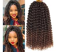 Leeven 12 Inch Ombre Color Water Wave Crochet Twist Hair for Butterfly Faux Locs 2 Packs Short Passion Twist Crochet Hair For Black Women Synthetic Bohemian Braiding Hair Extension T30#