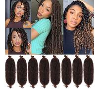 Leeven 16 Inch Pre Separated Springy Twist Hair for Marley Locs 8 Packs Pre-Fluffed Popping Spring Twist Crochet Hair for Distressed Locs Natural Afro Kinky Curly Marley Braiding Hair Extensions /T30#