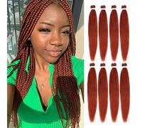 Leeven 16 Inch Pre Stretched Braiding Hair Black Kanekalon 8 Packs EZ Braiding Hair Crochet Braiding Hair Extensions /350#