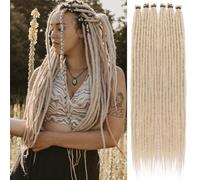 Leeven 18 Inch Blonde Dreadlock Extension 20 Strands Reggae Dreadlocks Synthetic Hippie Single Ended Dreads 0.6 Width Handmade Crochet Locs Hair Extensions /613#