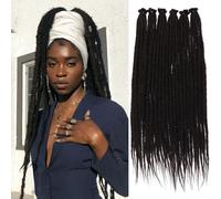 Leeven 18 Inch Dreadlock Extension 20 Strands Synthetic Single Ended Dreads Soft Handmade 0.6 Width Thin Reggae Dreadlocks Black Hippie Dreads extensions /1B#