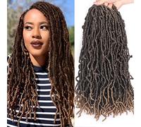 Leeven 18 Inch New Locs Crochet Braids Hair 7 Pack Curly Wavy Goddess Locs Braiding Hair for Women African 18 Strands/Pack Braid Hair Extension for Distressed Faux Locs Faux Locs Crochet Hair T27#