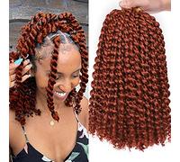 Leeven 2 Packs Passion Twist Crochet Hair for Butterfly Faux Locs 18 Strands/Pack Water Wave Passion Twists Crochet Extension Braiding Hair 12'' Copper Red Hot Water Hair Extension 350#