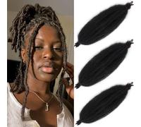 Leeven 20 Inch Springy Twist Hair Pre-Separated 3 Packs Popping Spring Twist Hair for Marley Locs Twist Braiding Hair Black Pre-fluffed Afro Kinky Marley Hair Extensions /1B#