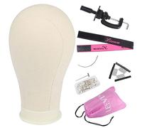 Leeven 21 Inch Canvas Wig Head for Wig Making Mannequin Head with T Pins and Clamp Stand Canvas Block Head for Wig Making/Display/Styling 21 Inch