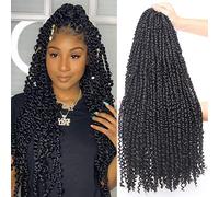 Leeven 22 Inch 8 Packs Pre Twisted Passion Twist Crochet Hair, 12 Roots/Pack, Pre Looped Crochet Braids for Braiding Hair, Natural Black Hair