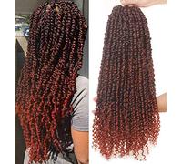 Leeven 22 Inch Pre-twisted Passion Twist Crochet Hair 8 Packs Ombre Red Pre-looped Crochet Braids Hair for Passion Twist Braiding Hair Passion Twists Hair Pre Twisted T350#
