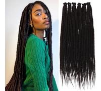 Leeven 24 Inch Black Dreadlock Extensions 20 Strands Soft Reggae Braid Locs 0.6 Width Single Ended Dreads Synthetic Handmade Crochet Locs Hippie Dreadloc /1B#