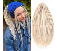 Leeven 24 Inch Blonde Double Ended Dreadlock Extensions 10 Strands Reggae Braids Locs Synthetic Hippie 0.6 Width Soft Dreads Crochet Hair Extension /613#