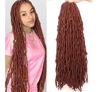 Leeven 24 Inch Long New Faux Crochet Hair 126 Strands 7 Packs Soft Locs Messy Braids Copper Red Ginger Distressed Goddess Locs For Women