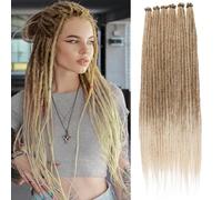 Leeven 24 Inch Ombre Blonde Dreadlock Extension 40 Strands Hippie Single Ended Dreads Synthetic Thin Dreadlock for Woman Handmade Soft Dreads Hair Extensions /27613#