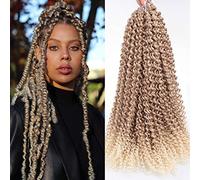 Leeven 24 Inch Ombre Blonde Water Wave Crochet Hair for Butterfly Faux Locs 7Pcs Passion Twist Braids for Black Women Synthetic Extension T27/613#