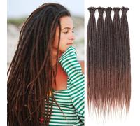 Leeven 24 Inch Ombre Brown Dreadlock Extensions 40 Strands Soft Reggae Braid Locs 0.6 Width Single Ended Dreads Synthetic Handmade Crochet Locs Hippie Dreadloc /T30#