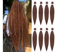 Leeven 26 Inch EZ Braids 8 Packs Pre Stretched Braiding Hair Extensions Medium Auburn Yaki Braiding Hair for Box Braids Light Copper Crochet Braiding Hair Extensions /26 Inch 30#