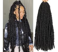 Leeven 30 Inch Distressed Faux Locs 6 Packs Long Butterfly Faux Locs Crochet Hair Synthetic Crochet Braids Pre-looped Soft Locs Crochet Locs Hair Extensions 1B#