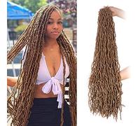 Leeven 30 Inch Nu Faux Locs Crochet Hair Brown Soft Locs Braiding Hair for Women 7 Pack Goddess Faux Locs Crochet Braiding Hair Extensions 27#