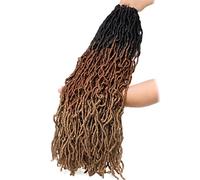 Leeven 30 Inch Nu Faux Locs Crochet Hair for Woman 7 Pack Curly Soft Locs Braiding Hair 15 Strands/Pack Wavy Faux Locs Crochet Hair 1B3027#
