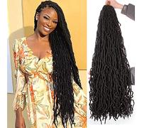 Leeven 30 Inch Soft Locs Crochet Hair for Women Nu Faux Locs Crochet Braids 7 Pack Goddess Faux Locs Crochet Hair Extensions 1B#