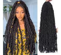 Leeven 36 Inch Butterfly Faux Locs Crochet Hair Long Distressed Faux Locs 6 Packs Synthetic Crochet Braids Pre-looped Soft Locs Crochet Locs Hair Extensions 1B#