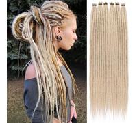 Leeven 40 Strands Blonde Dreadlock Extension 24 Inch Reggae Braids Locs Synthetic Hippie Single Ended Dreads 0.6 Width Handmade Dreads Hair Extensions /613#