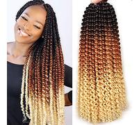 Leeven 6 Packs Passion Twist Crochet Hair for Butterfly Faux Locs 22 Strands/Pack Water Wave Passion Twists Crochet Extension Braiding Hair 18'' Synthetic Hot Water Hair Extension 36#…