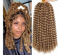 Leeven 7 Packs Passion Twists Water Wave Crochet Hair 12 Inch Bohemian Crochet Braids for Woman 18 Strands/Pack Passion Twist Braiding Hair for Butterfly Faux Locs Braiding Hair Extension 27#