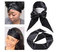 Leeven Satin Edge Scarf for Lace Front Wig Hair Glue Brushed Laying Soft Black Edge Styling Scarves 2Pcs Silky Edge Styling Scarf Frontal Headband for Woman