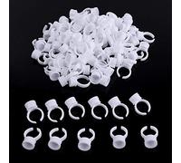 Leevia 200 Disposable Plastic Glue Ring Nail Art Polish Holders Tattoo Individual False Eyelash Extension Adhesive Pigment Holders Beauty Tool