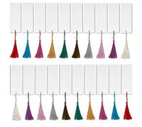 Leevia 96 Pcs Blank Bookmark with Silky Tassels, Plain White Bookmarks for DIY Projects and Gifts Tags,5.5 by 2 inch (48 Pcs Blank Bookmark+48 Tassels)