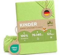 leevitex® Premium Children's Fitted Sheet for Cot and Cot 70 x 140 cm, 100% High-Quality Mako Jersey Cotton, 170 g/m², Oeko-Tex, Apple Green/Light Green
